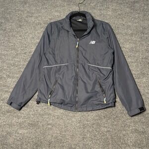 New Balance Running Jacket Women's‎ M Gray Full Zip Windbreaker Reflective